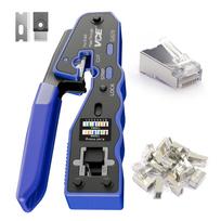 VCE RJ45 užspaudimo įrankis, prasiskverbiančio tipo RJ45, atsparus trukdžiams, lengvai suderinamas + jungtys, 25 vienetų rinkinys, CAT6, CAT5E, CAT5, ekranuotas, apsauga, laidų apvedžiojimas, gray