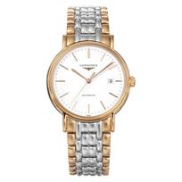 Longines PRESENCE Automatinis Atsparus vandeniui iki 3 Safyro Baltas Nerūdijančio Plieno Sidabrinis ir Vyriškas Laikrodis, ATM, Stiklas, Ciferblatas, Plienas, Auksas, L4.921.1.12.7 balta