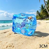 Ocean Gel Cube Squishy Fidget Toy Stress Relief Sensory Toy Starfish Shell Filled Clear Squeeze Toy blue