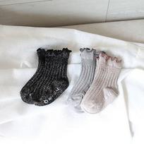 Beanie Uni Blingsha Blizgančios kūdikių kojinės, 3 poros, 1 rinkinys, korėjietiški kūdikių gaminiai gray