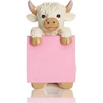 Highland Cow Pop-Up Sticky Note Dispenser Resin Cute Desk Decor pink