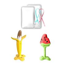 Ange teether 2-piece set, chocolate banana + 3D watermelon (teether) + 2 cases + 2 clips, random delivery (clip), 1 set, Korean baby products white