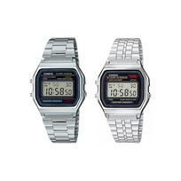CASIO YOUTH Quartz Movement Watch Unisex Black Dial A158WA-1+A159W Regular Watch Box black