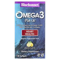 Bluebonnet Nutrition, Omega-3 Fish Oil, Heart Health, Lemon Flavor, 120 Softgels