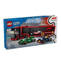 LEGO 60445 F1® Truck with RB20 & AMR24 F1® Cars Block Toys raudona/žalia