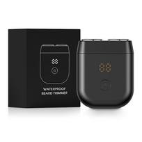 Elektrinis įkraunamas barzdos ir plaukų skustuvas jaunam vyrui, IPX7 atsparumas vandeniui, USB C, vyriškas, veido, juodas, Ts001-black black