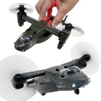 Šaunus Osprey lėktuvo transporto žaislas su šviesomis, garsais, transformuojamais sraigtais, atitraukiamas ir važiuoja (2 rinkinys) black