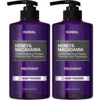 Kundal Honey & Macadamia Hair Treatment Baby Powder Fragrance, 1.058L, 2 units gray