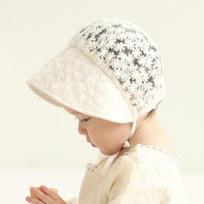 Woojuai Toddler Clereo Lace Bonnet, 19 x 18 cm, white, Popular baby clothes in Korea beige