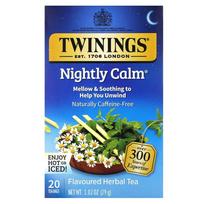 Twinings Flavored Nightly Calm Be kofeino žolelių arbata, 20 arbatos maišelių, 29g (1,02 uncijos) blue