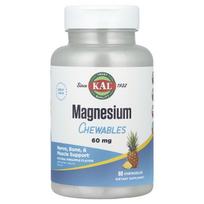KAL, magnesium chewable, pineapple, 60mg, 90 chewable tablets