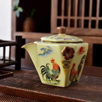 Golden Rooster Ceramic Teapot beige