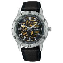 SEIKO 50 meters waterproof automatic/manual mechanical movement cowhide strap 46.2mm men's watch hollow dial SARY257 smėlis