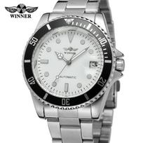 WINNER Classic Green Automatinis Vandeniui Atsparus Mechaninis Laikrodis Vyrams ir Moterims juoda/balta