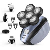Men's Head Shaver Upgrade 5 in 1 Multifunctional Bald Grooming Kit Cordless Electric Rotary Rechargeable Shaver, Blue, 1 Piece gray