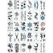 Tatuiruotės lipdukas 30 dalių rinkinys savarankiškai tatuiruojamas chna pagal užsakymą akvarelinė kaukolė, gėlė gamta, A-dizainas, 1 rinkinys gray
