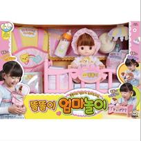 [Mimi World Oficialus] Verkiančioji DdolDdolE Interaktyvi lėlė / DdolDdolE Mamytės Role Play Rinkinys, Korėjietiški žaislai DdolDdolE Mommy Role Play Set gray
