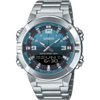 Casio 50M atsparus vandeniui kvarcinis laikrodis Unisex laikrodžiai Mėlynas AMW-870DA-2A2V Blue Dial gray