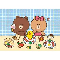 108 dalių dėlionė - Line Friends Brunch (Mini) (Įrėmintas), populiarus korėjiečių galvosūkis beige