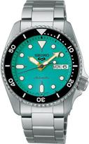 SEIKO 5 Sports SKX Boy Automatic Watch SRPK33K1, Green Dial, Rotating Bezel, 100m Water Resistant, Men's, Stainless Steel blue