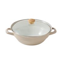 Fuji Enamel Tabletop Clay Pot Double Easy to IH and Gas Stove Greige Horō Pot, Style, Handle, Clean, Compatible, white