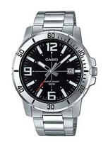 Casio - Vyriškas kvarcinis laikrodis su metaliniu korpusu ir nerūdijančio plieno apyranke MTP-VD01D-1B juoda