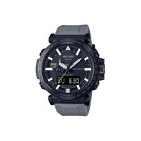 Casio Pro Trek Series Round Dual Display Outdoor Waterproof Shockproof Quartz Movement Silicone Strap Watch Men watches Black PRW-6620YFM-1JR-PERSON Black Watch Case gray