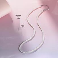 S925 Sterling Silver Tiny Freshwater Pearl Necklace gray