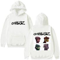 Rock Grupė Gorillaz Albumo Demon Days Grafinis Džemperis Vyrams Moterims Hip Hop Alternatyvus Vintažinis Didelio Dydžio Puloveris su Gobtuvu M white