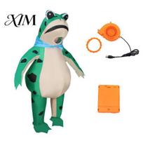 Breathable Frog Costume Inflatable for Adult Kids Funny Blow-Up Full Body Rechargeable Suit with Air Pump Halloween Cosplay Party Outfit XS žalia