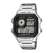 Casio Vyriškas laikrodis - AE-1200WHD-1AVDF (Juodas ciferblatas, sidabrinė apyrankė) gray