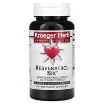 Kroeger Herb Co, Resveratrol Six, 60 daržovių kapsulių
