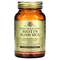 Solgar, Super didelio stiprumo biotinas, 10 000 mcg, 120 daržovių kapsulių