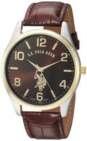 U.S. Polo Assn. Classic Men's USC50225 Watch with Braun Leather Band black