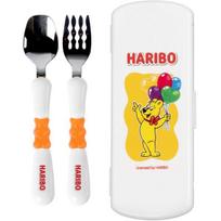 Haribo baby spoon + fork + case set, orange yellow