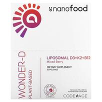 Codeage, Nanofood, Liposomal D3+K2+B12, mixed berries, 30 pouches, 10 ml (0.3 fl oz) each