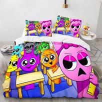 Muzikinis žaidimas Sprunki 3D spausdinimo animacinis patalynės komplektas Minkštas antklodės užvalkalas Pagalvės užvalkalas Antklodės užvalkalas Rinkinys Lovos skalbiniai Vaikams Suaugusiems Dovana 90x200cm