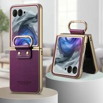 Prabangus dėklas Motorola Moto Razr 60 Ultra 5G 2025, Šarvuotas odinis galinis skydelis, Žiedo dangtelis, Moto Razr 50 Ultra dėklas, Razr Plus Funda Moto Razr 50