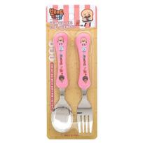 Bread Barbershop Toddler Spoon Fork Set Choco Wave PO106, mixed colors, spoon + fork pink