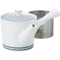 Hasamiyaki Teapot White Porcelain Whirlpool Stainless Steel with Tea Capacity Approximately 425ml Made in Japan 73549 (Super Strainer) white
