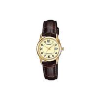 CASIO Women's Standard Series Gold Watch LTP-V002GL-9B LTP-V002GL-9B Brown Strap beige