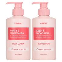 Kundal Pure Body Lotion kūdikių pudra, 500ml, 2 korėjietiškos kosmetikos priemonės pink