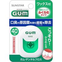 Sunstar GUM. Gum dantų siūlas vaškuotas pūkuotas tipas 40m dantų priežiūra (tarpdančių valikliai) Nupjaukite 40 cm ilgio siūlą ir apvyniokite abu galus aplink vidurį.