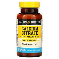 Mason Natural, kalcio citratas su vitaminu D3, 60 kapsulių