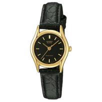 CASIO Women's Quartz Collection Water Resistant For Everyday Use Quartz Movement Leather Strap Watch LTP-1094Q-1ARDF Black Dial black