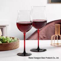 Tulip Red Wine Glasses with Black Bow Tie (Set of 2) gray