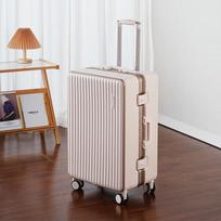 TJ Harren Large Capacity Aluminum Frame Trolley Suitcase 24 inch rožinė