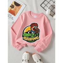 European sizes Burger Pommes Racing Fun Food Fast Car Girls' Crew Neck Sweatshirt, Autumn Winter Western Top, Long Sleeved Casual. 140 gray