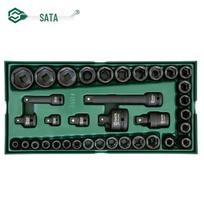 SATA 09914 Impact Socket Set 36-Piece 3/8x1/2 Drive blue