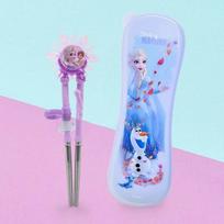 Lilpang Frozen 2 Snow Wing Stainless Steel Chopsticks + Case Set FRO6001, mixed colors, 1 set pink
